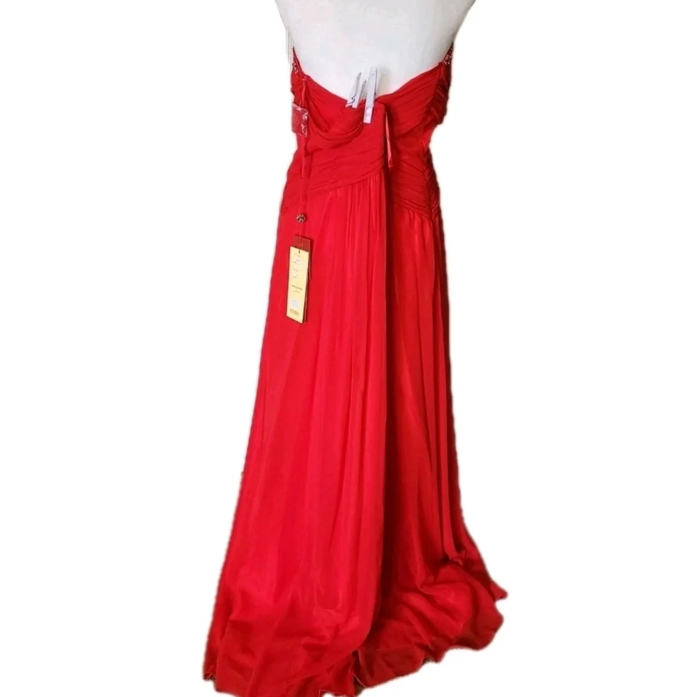 May Queen Red Strapless Embellished Sweetheart Formal Dress - Picture 11 of 16